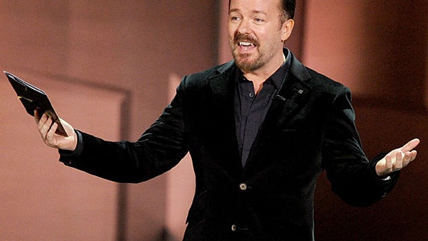 LOS ANGELES, CA - AUGUST 29: Actor Ricky Gervais speaks onstage at the 62nd Annual Primetime Emmy Awards held at the Nokia Theatre L.A. Live on August 29, 2010 in Los Angeles, California. (Photo by Kevin Winter/Getty Images)  