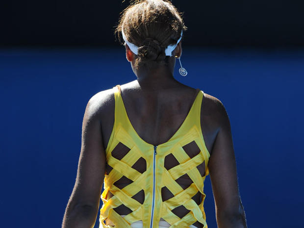 MELBOURNE, AUSTRALIA - JANUARY 19: Venus Williams of the United States of America in her second round match against Sandra Zahlavova of the Czech Republic during day three of the 2011 Australian Open at Melbourne Park on January 19, 2011 in Melbourne, Australia. (Photo by Scott Barbour/Getty Images) 