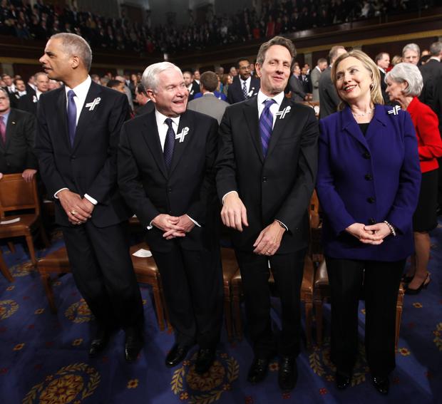 Eric Holder, Robert Gates, Timothy Geithner and Hillary Clinton 