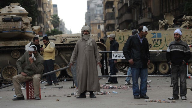 Protesters near Cairo's Tahrir Square 