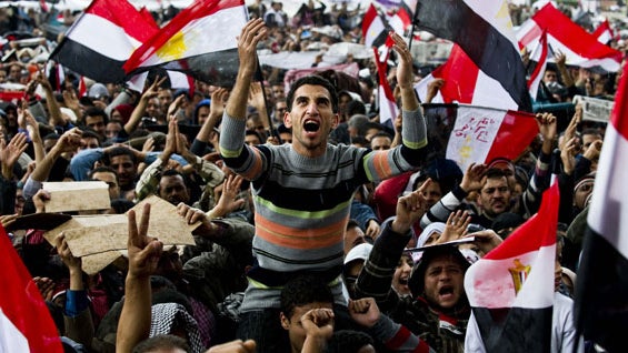 Egyptian anti-goverment demonstrators  