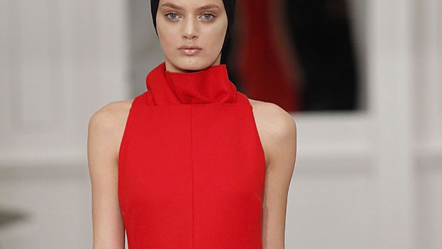 NEW YORK, NY - FEBRUARY 13: A model walks the runway during the Victoria Beckham Dresses Fall 2011 presentation during Mercedes-Benz Fashion Week at Private Studio on February 13, 2011 in New York City. (Photo by Peter Michael Dills/Getty Images)  