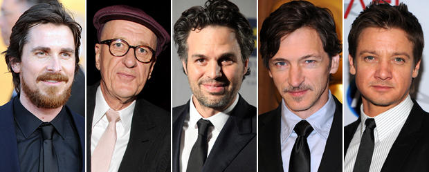 Best Supporting Actor nominees Christian Bale, Geoffrey Rush, Mark Ruffalo, John Hawkes and Jeremy Renner. 