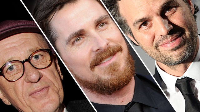 Best Supporting Actor nominees Geoffrey Rush, Christian Bale and Mark Ruffalo. 