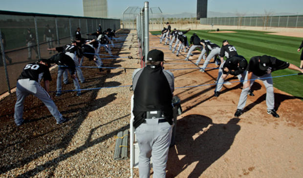 Chicago White Sox pitchers warm up  