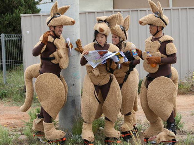 Dressed as Kangaroos teams must find a specific intersection using only the periodic table of elements this Sunday on Amazing Race! 