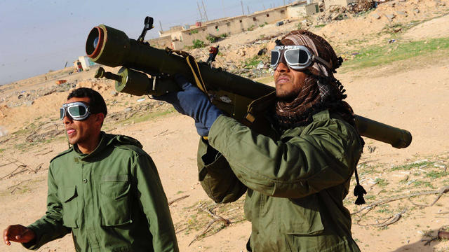 Libyan rebels fire anti-aircraft rocket 