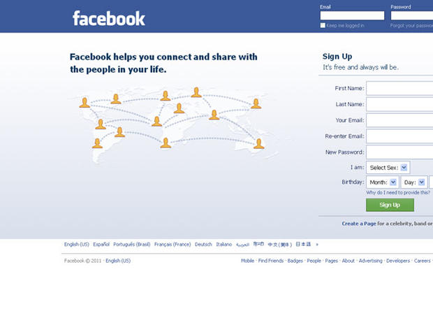 Facebook log-in screen 