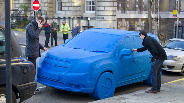Life-size Play-Doh Chevy Orlando in the streets of London March 9, 2011 