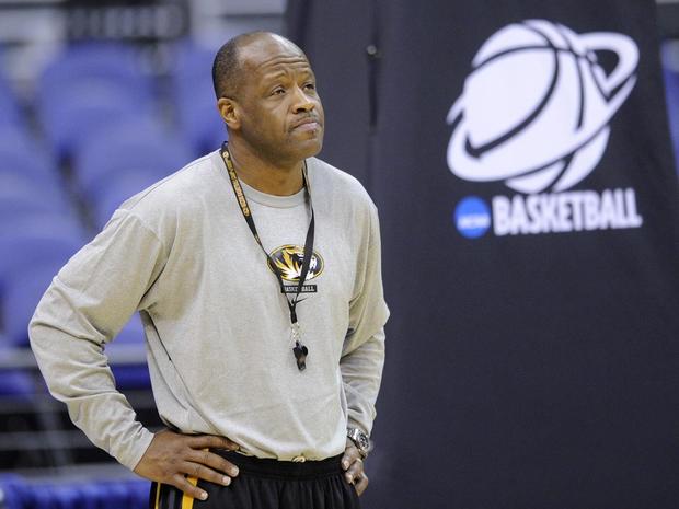 Missouri coach Mike Anderson looks on during practice for a West Regional NCAA college basketball tournament game against Cincinnati, Wednesday, March 16, 2011, in Washington. (AP Photo/Nick Wass) 