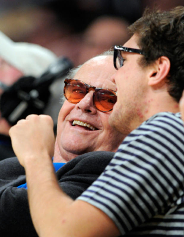Jack Nicholson and son Ray at L.A.Lakers game. 
