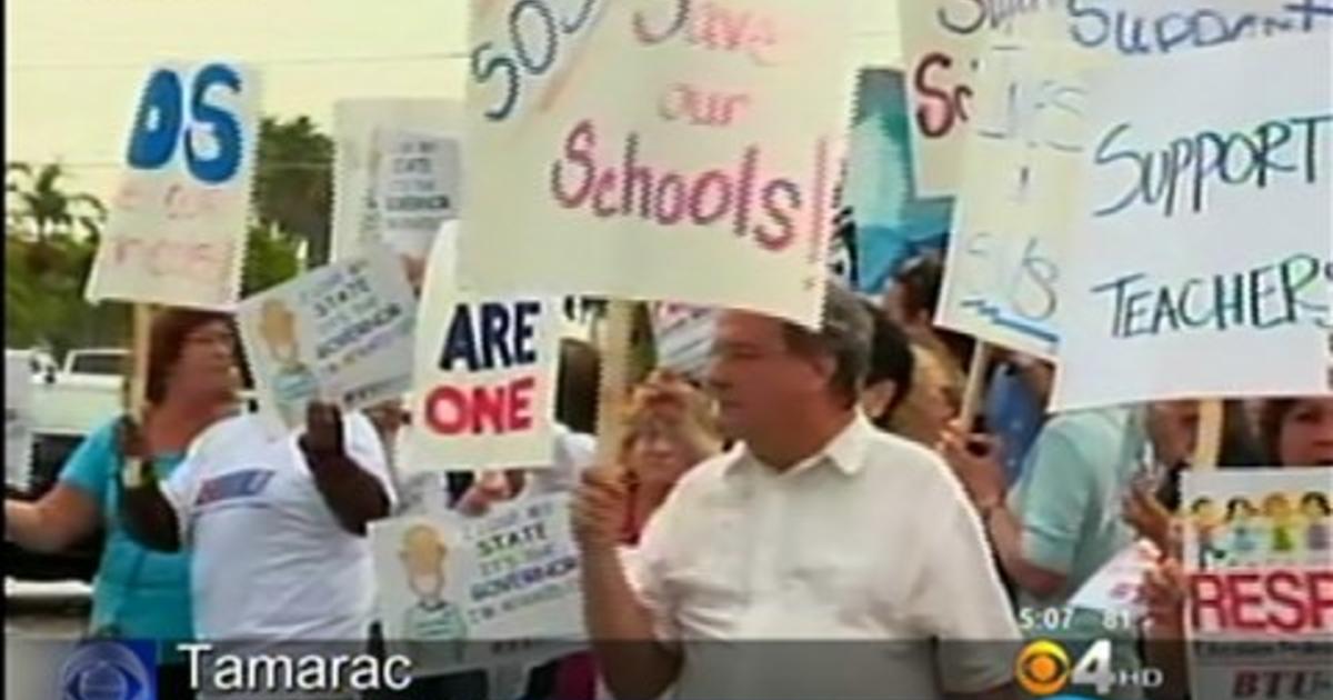 Broward Teacher, Students Protest Cuts, No Raise CBS Miami