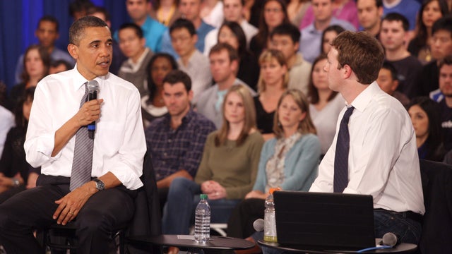 President Obama and Facebook chief executive Mark Zuckerberg hold town hall in Palo Alto. 