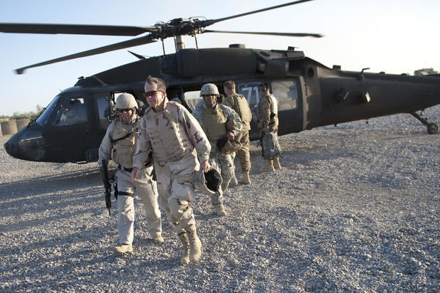 Adm. Mike Mullen, chairman of the Joint Chiefs of Staff arrives at Forward Operating Base Jackson, Afghanistan on April 19, 2011. 