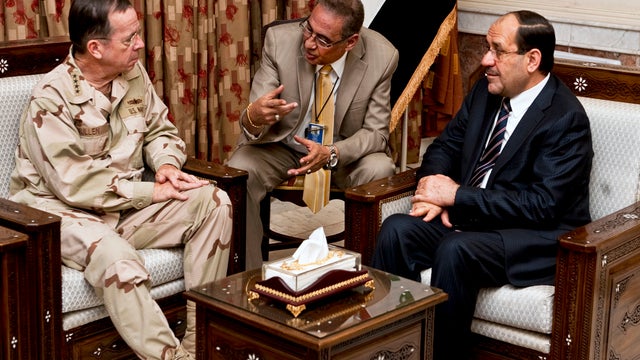 Navy Adm. Mike Mullen, chairman of the Joint Chiefs of Staff meets with Iraqi Prime Minister Nouri al-Maliki 