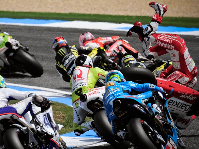 Hector Barbera  falls off his bike 