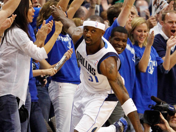 Jason Terry reacts to shooting a 3-point basket  