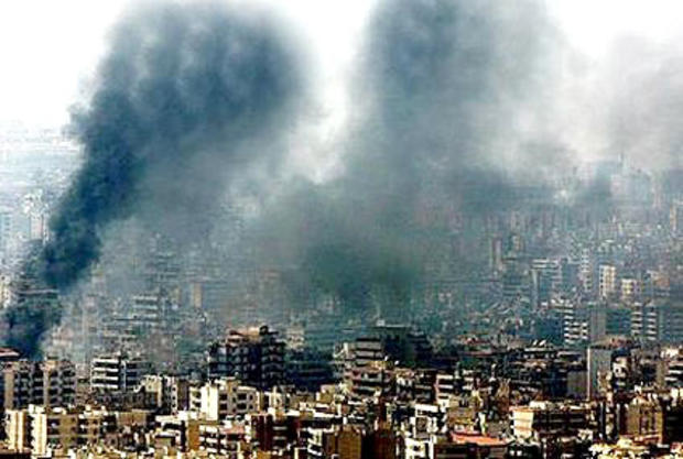 Doctored photo of Lebanon air strike 