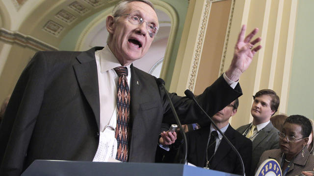 Sen. Harry Reid addresses reporters on Capitol Hill 