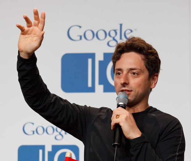 Sergey Brin, speaking to reporters at Google I/O. 