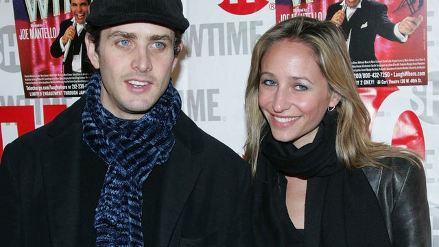 Joey McIntyre and wife Barrett arrive at the opening night of 'Mario Cantone: Laugh Whore' on Oct. 24, 2004 at the Cort Theatre, in New York City. 