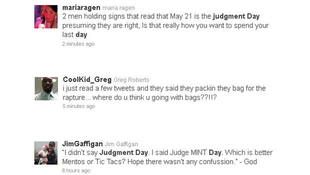 May 21, 2011, Judgment Day tweets 