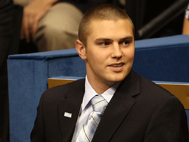 Track Palin sits at  the Republican National Convention In Minneapolis on Sept. 3, 2008, when his mother  was nominated for vice president. 