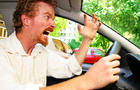 road rage, angry, enraged, furious, driver, redhead, car, driving, stock, 4x3 