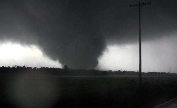 This frame grab from video shows a massive tornado on Sunday, May 22, 2011, outside Joplin, Mo. 