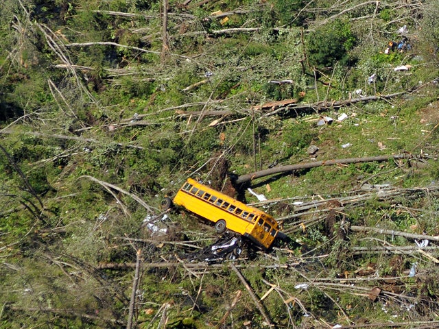 overturned school bus 