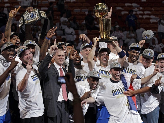 Mavericks celebrate after winning NBA title 
