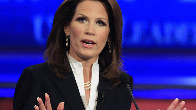 Rep. Michele Bachmann, R-Minn., answers a question during the first New Hampshire Republican presidential debate at St. Anselm College in Manchester, N.H., June 13, 2011.  