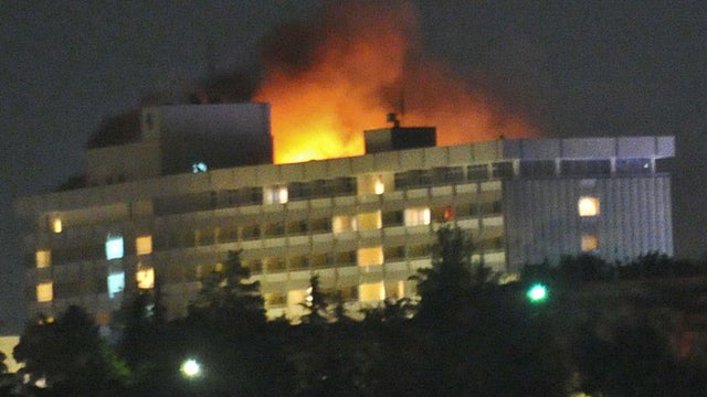 Kabul's Inter-Continental hotel ablaze during Taliban seige  