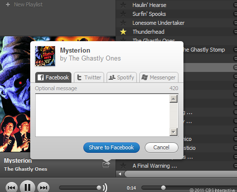Spotify's Sharing options 