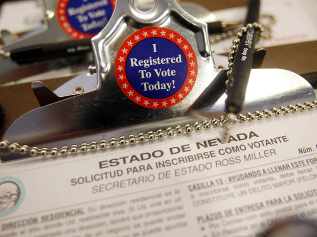 A Spanish version of a Nevada voter registration form is seen in Las Vegas Aug. 22, 2008. With immigration slowing, babies born in the U.S., rather than newly arrived Mexican immigrants, are now driving most of the fast growth in the Latino population. A Pew Hispanic Center study released July 14, 2011, highlights a turning point in Hispanics' rapid U.S. growth. Demographers point to the potential for broader political impact as U.S.-born Mexican-Americans widen their numbers over non-citizen, foreign-born counterparts, who have no voting rights. 