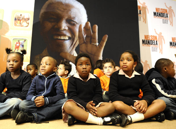 South African schoolchildren mark Nelson Mandela's 93rd birthday 