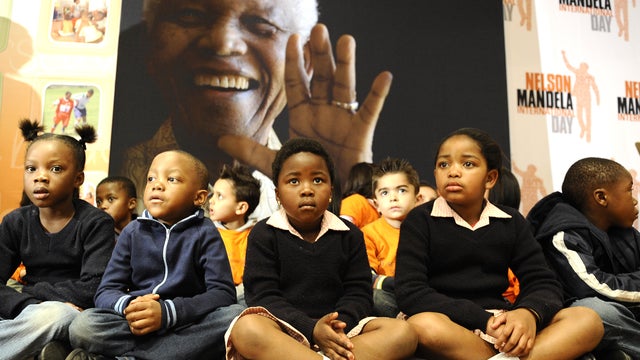South African schoolchildren mark Nelson Mandela's 93rd birthday 
