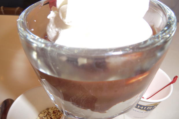 Vanilla ice cream and Ghiradelli's hot fudge! 