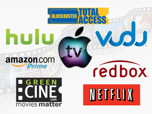 Logos of companies offered DVD and streaming media services 