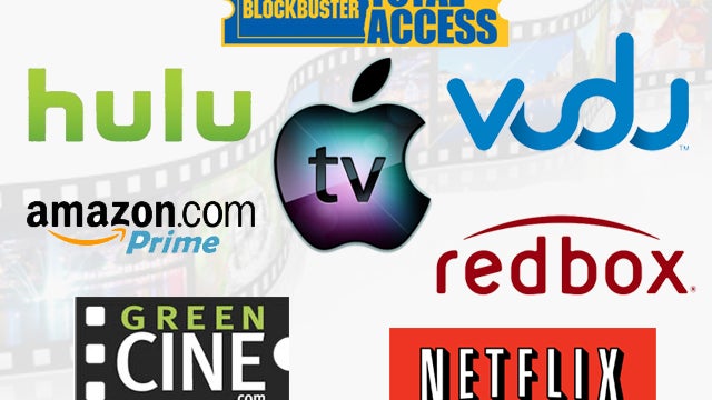 Logos of companies offered DVD and streaming media services 