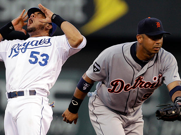 Melky Cabrera reacts to being tagged out 