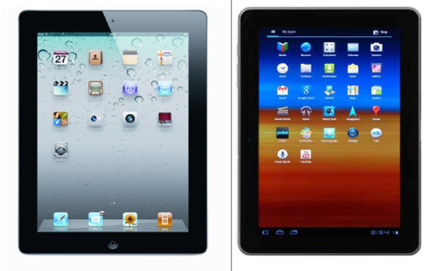 Photos of the Galaxy Tab and iPad 2 in an Apple court document show the two tablets as similar in appearance. 