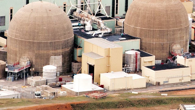 Two nuclear power generation stations operated by Dominion Virginia Power at the North Anna Power Station are seen March 24, 2011, at Lake Anna, Va., in this aerial photo. The Lake Anna Reactor is ranked seventh most at-risk for earthquake damage. Accordi 