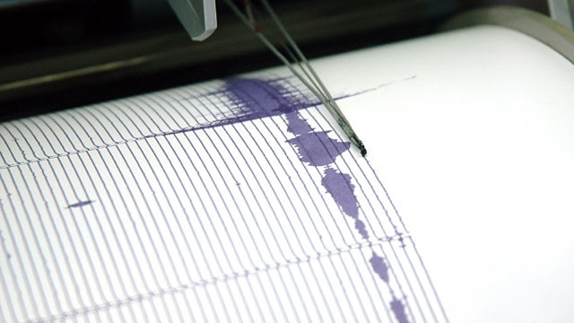 A seismograph records data. 