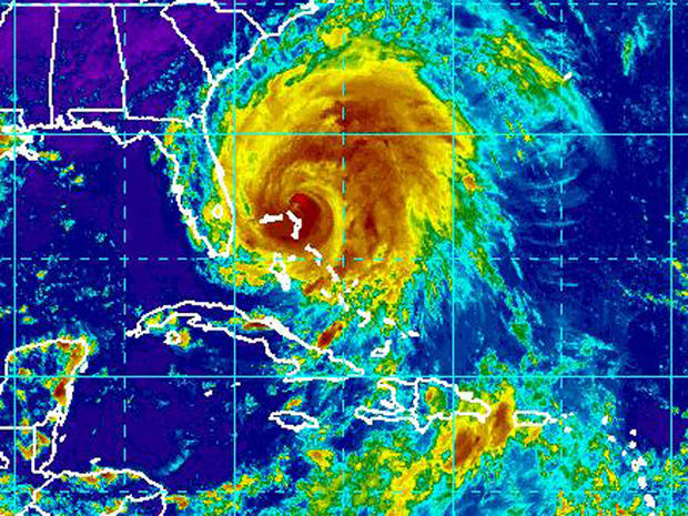 An infrared satellite image from the National Weather Service shows Hurricane Irene off the coast of Florida Aug. 25, 2011. 