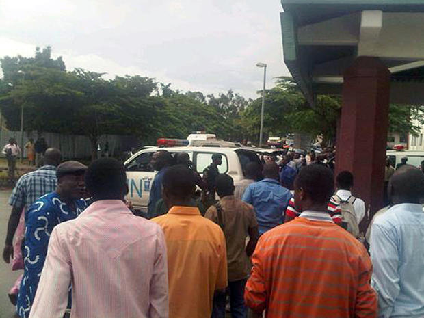 eople outside the the National Hospital in Abuja, Nigeria 