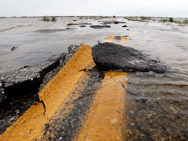 A washed-out road in Prime Hook National Wildlife Refuge 