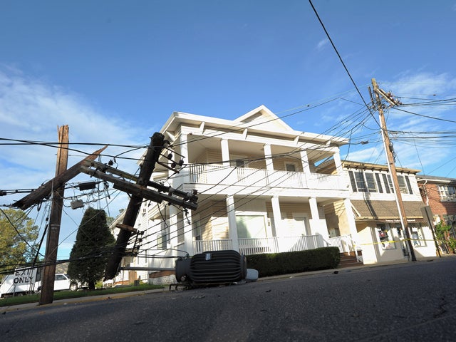 street light brought down by Hurricane Irene  