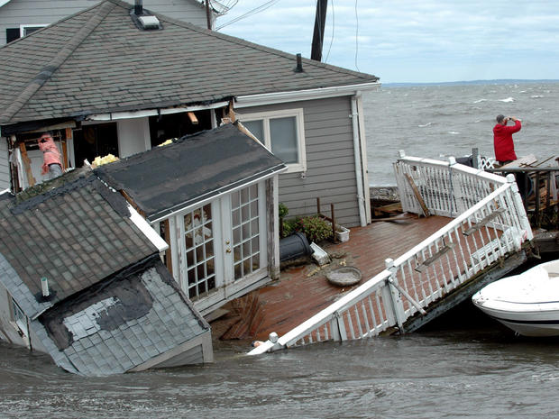 A Fairfield Beach Road home is submerged in Pine Creek in Fairfield, Conn. as treacherous weather caused by Tropical Storm Irene came through the area  