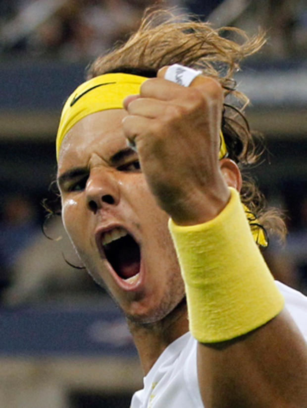Rafael Nadal of Spain celebrates 